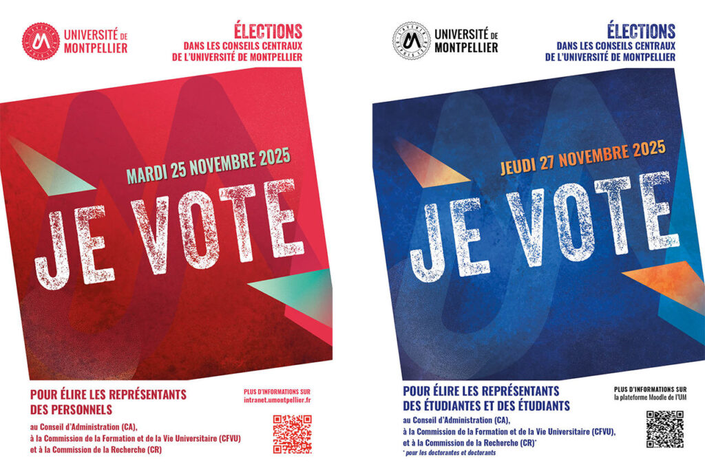 Mardi 25 novembre 2025 Je vote pour élire les représentants des personnels.
Jeudi 27 novembre 2025 je vote pour élire les représentants des étudiantes et étudiants.